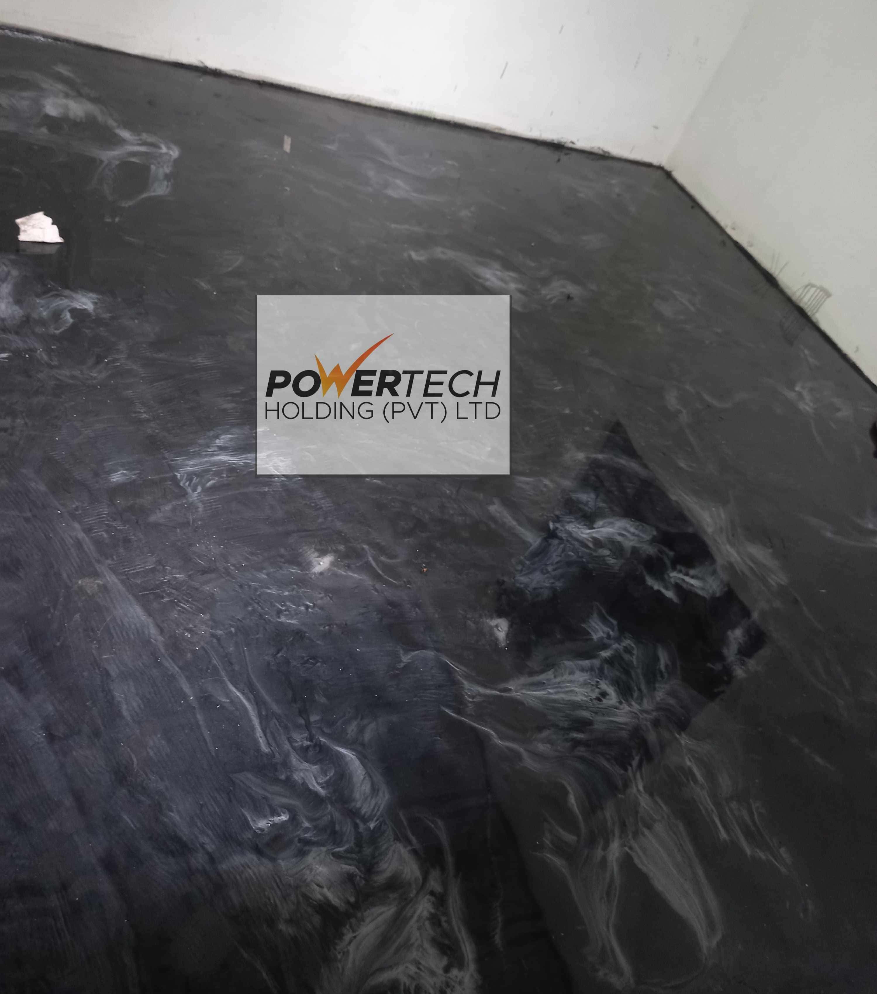 epoxy flake floor with helicopter in storage